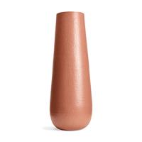 Gartentraum.de Elegante Terrakotta Gartenvase rund aus Aluminium - Louis Orange / 80cm