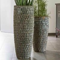 Gartentraum.de XXL Garten Pflanzvase in antikem Design - Keramik - Eliam / 74x38cm (HxDm) / Kupfer