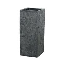 Gartentraum.de Eckige Pflanzvase aus Polystone mit Einsatz - Grau - Outdoor - Neema / 97x34cm (HxDm) / mit Wasserstandsanzeiger