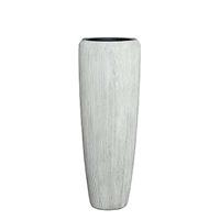 Gartentraum.de Outdoor Pflanzvase mit Rillenoptik - hellgrau - Polystone - Suvereto / 97x34cm (HxDm)