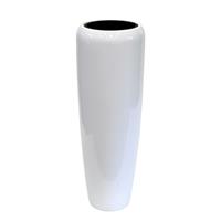 Gartentraum.de Moderne Pflanzvase für draußen - weiß glänzend - Polystone - Visso / 97x34cm (HxDm)