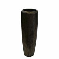 Gartentraum.de XXL Pflanzvase aus Polystone - Mit Einsatz- Indoor - Bronze - Rund - Robel / 97x34cm (HxDm) / mit Wasserstandsanzeiger