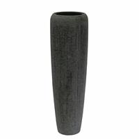 Gartentraum.de Moderne Garten Pflanzvase aus Polystone in grau - Rango / 117x34cm (HxDm) / mit Wasserstandsanzeiger