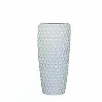 Gartentraum.de XXL Vase mit Einsatz - Polystone - Weiß hochglänzend - Kimia / 75x34cm (HxDm) / mit Wasserstandsanzeiger