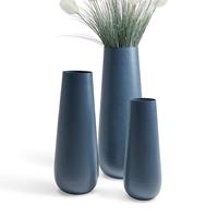 Gartentraum.de Blaue Alu Gartenvasen Set - rund - 3 verschiedene Größen - Louis Set Blau