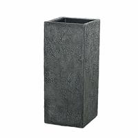 Gartentraum.de Eckige Pflanzvase aus Polystone mit Einsatz - Grau - Outdoor - Neema / 97x34cm (HxDm) / ohne Wasserstandsanzeiger