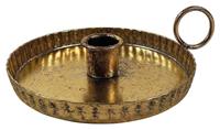 Zeitzone Kerzenhalter mit Henkel Biedermeier Kerzenständer Metall Gold Patiniert Vintage