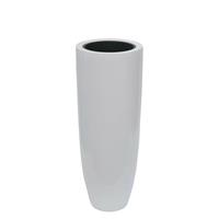 Gartentraum.de XXL Pflanzvase für drinnen & draußen - Polystone - weiß glänzend - Gradara / 120x46cm (HxDm)