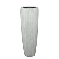 Gartentraum.de Outdoor Pflanzvase mit Rillenoptik - hellgrau - Polystone - Suvereto / 117x34cm (HxDm)