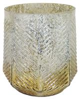 Zeitzone Kerzenhalter Glas gold patiniert Kerzenleuchter Kerzenglas Antik-Stil 17 cm