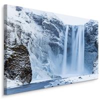 Karo-art Schilderij - Waterval in de winter, premium print