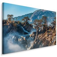 Karo-art Schilderij - Waterval en bomen, premium print