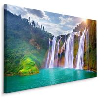 Karo-art Schilderij - Waterval in China, premium print