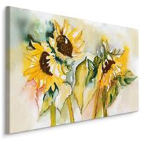 Karo-art Schilderij - Zonnebloemen, 5 maten, Premium print op canvas