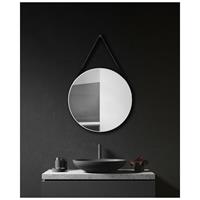 TALOS White Style Badspiegel, rund, Ø 80 cm - Badezimmerspiegel - weiß - Aufhängeband in Lederoptik, schwarz