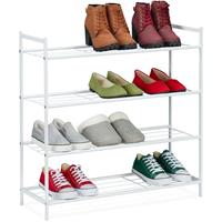 RELAXDAYS Schuhregal Metall, 4 Ablagen, Schuhaufbewahrung für 12 Paar Schuhe, HBT: 70 x 70 x 26 cm, Standregal, weiß