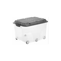 ROTHO Aufbewahrungsbox Roller 57 l inkl Deckel + Rollen Kunststoffbox - 