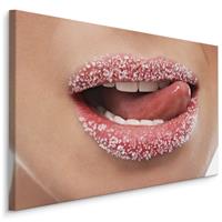 Karo-art Schilderij - Zoete lippen, premium print