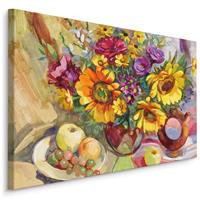 Karo-art Schilderij - Stilleven met boeket (print op canvas), premium print