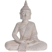 ECD Germany Boeddha-figuur Beige/grijs, 40x24x48 Cm, Gemaakt Van Gegoten Steen