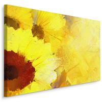 Karo-art Schilderij - Geschilderde zonnebloem close up (print op canvas)