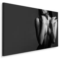 Karo-art Schilderij - Erotische vrouw zwart-wit, premium print