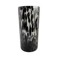 Modieuze Bloemen Cylinder Vaas/vazen Van Glas 30 X 14 Cm Zwart Fantasy - Vazen