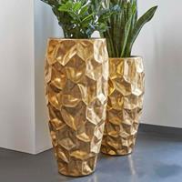 Gartentraum.de Moderne Indoor Pflanzvase aus Polystone - goldfarben - Restandor / 75x42cm (HxDm)