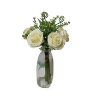 HTI-Living Kunstblume Rosenstrauß in Vase Flora weiß