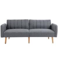 HOMCOM Schlafsofa 2-Sitzer grau