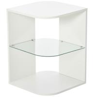 HOMCOM Beistelltisch moderner Stil, mit Glasplatten, kompakt, einzigartig weiß