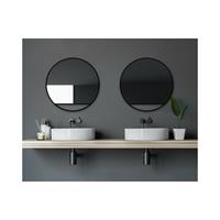 TALOS Cosmos Black Badspiegel, rund, Ø 60 cm - Badezimmerspiegel - schwarz - Aufhängeband in Lederoptik, schwarz