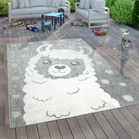 PACO HOME Kinderteppich Kinderzimmer Outdoorteppich Spielteppich Lama Motiv Modern Grau 160x220 cm