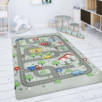 PACO HOME Kinderteppich Teppich Kinderzimmer Spielmatte Spielteppich Straßenteppich Grau 80x150 cm