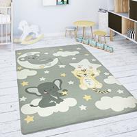 PACO HOME Kinderteppich Teppich Kinderzimmer Spielmatte Stern Wolke Mond Grau Weiß 80x150 cm