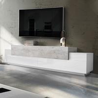 AHD AMAZING HOME DESIGN Design TV-Schrank 240cm 4 Fächer 3 Türen weiß und grau Corona Low Grey
