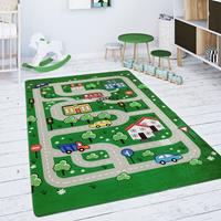 PACO HOME Kinderteppich Teppich Kinderzimmer Spielteppich Spielmatte Straßenteppich Grün 155x230 cm