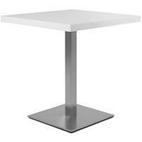FINORI Esstisch Beistelltisch Säulentisch ca. 80 x 80 cm QUADRATO 70 Weiß / Edelstahl-'SW16019'