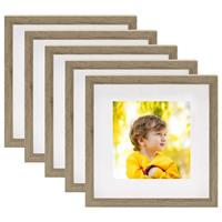 vidaXL Fotolijsten 5 st voor 13x13 cm foto 3D 23x23 cm donkerhoutkleur