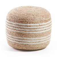 4Home Pouf aus Jute Geflecht Beige und Weiß