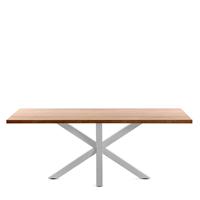 4Home Tisch Esszimmer mit weißem Metallgestell Platte Holzoptik