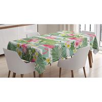 Abakuhaus Tischdecke »Farbfest Waschbar Für den Außen Bereich geeignet Klare Farben«, Flamingo Exotische Hawaii-Blatt
