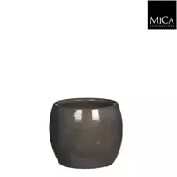 Mica Decorations lester ronde pot donkergrijs maat in cm: 14 x 16
