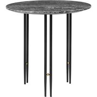 GUBI IOI Side Table Beistelltisch - Rund, Ã50 (Schwarzes Halbmattes Gestell / Messingkreis, Grauer Emperador Marmor)