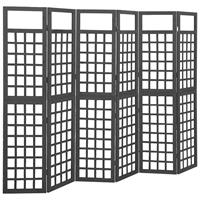 Kamerscherm/trellis Met 6 Panelen 242,5x180 Cm Vurenhout Zwart