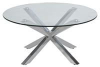Hioshop Helium salontafel met tafelblad in helder glas en chromen onderstel.
