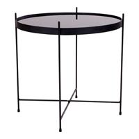 Hioshop Verle salontafel zwart staal, glas.