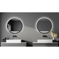 TALOS Black Hole Light Badspiegel, Dekospiegel, rund, Ã 80 cm - Badezimmerspiegel - hinterleuchtete mit LED Beleuchtung in neutralweiÃŸ - schwarz