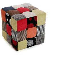 VERSA Philippe Quadratischer Puffhocker FuÃŸhocker fÃ¼r Wohn- oder Schlafzimmer, , MaÃŸnahmen (H x L x B) 35 x 35 x 35 cm, Baumwolle, Farbe: Rot, Grau
