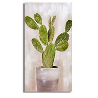 Giftdecor Schilderij Cactus Rond 50 X 100 Cm Canvas Beige/groen